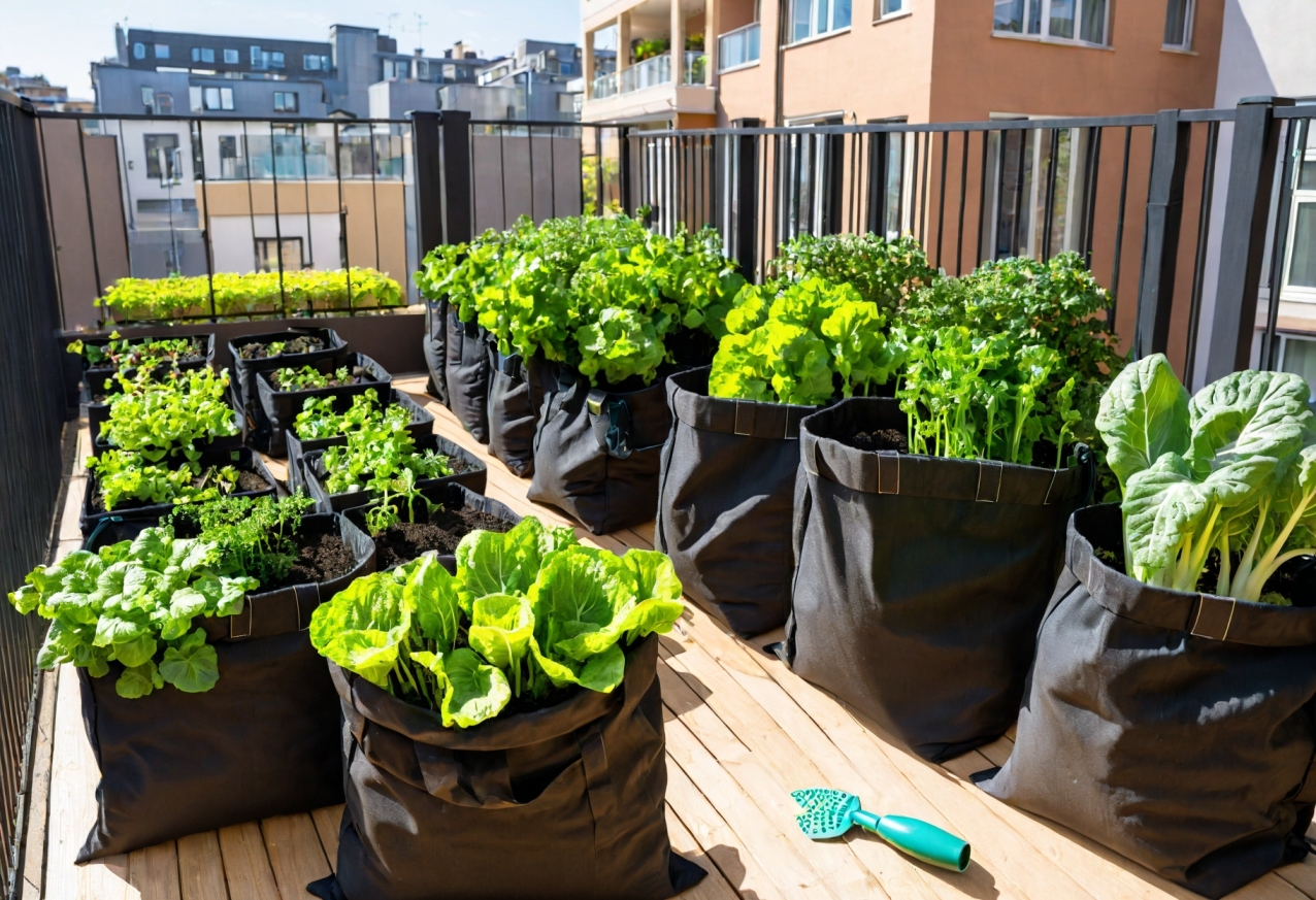 Gardening in a grow bag