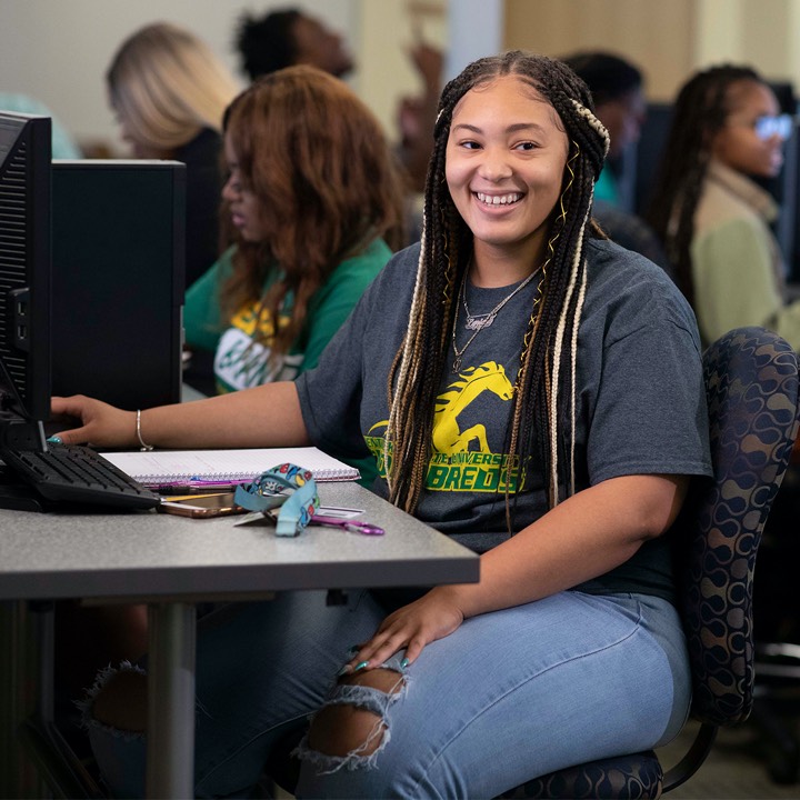 KSU student in computer lab