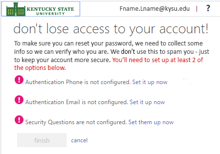 Register for password recovery