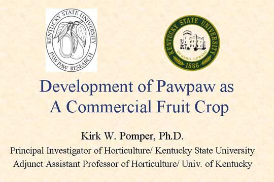 Overview slide of development of pawpaw as a commercial fruit crop