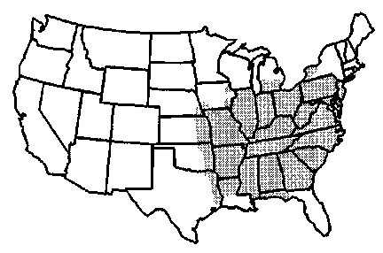 Map of distribtion of Asimina Species Native to Extreme Southeastern United States